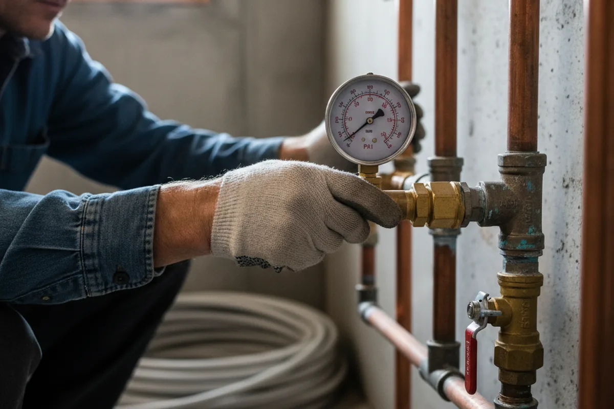 Pressure testing a repaired line during Water Line Repair in Meshoppen
